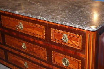 French chest of drawers from the 19th century, Louis XVI style with marble top