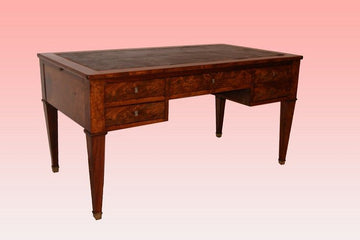 19th century French Louis XVI style desk in mahogany wood with leather top