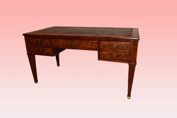 19th century French Louis XVI style desk in mahogany wood with leather top