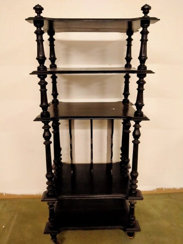 French Louis Philippe etagere bookcase in ebonized wood