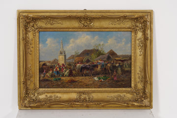 Camp Scene: Eastern European School (G. Prucha), Oil on Canvas 56x35 cm, Late 1800s