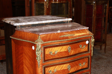 French Transition Style Semainier with Marble and Bronze Applications