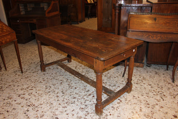 Large French Rustic Table from the 1800s in Solid Walnut Wood