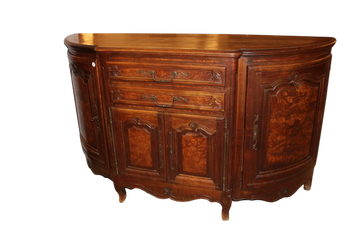 Grande Credenza Provenzale Scantonata XIX Secolo Legno di Noce e Radica