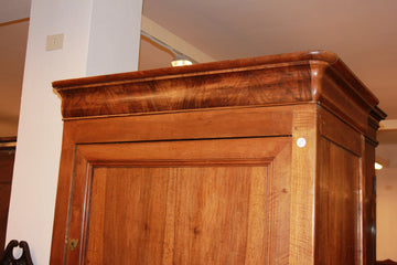 Tall French Louis Philippe Style Walnut Wood Wardrobe Cupboard 