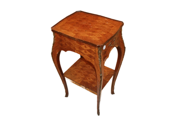 Tavolino Francese stile Luigi XV Riccamente Intarsiato con Cassettino del 1800