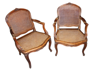 Paire de Fauteuils Français du XIXe Siècle en Paille