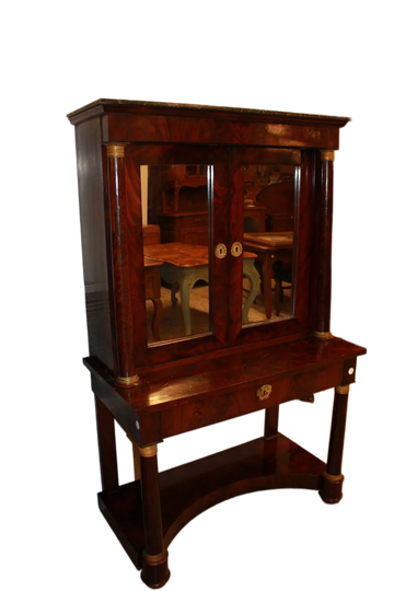 Mid 19th Century French Empire Style Mahogany and Mahogany Veneer Cabinet