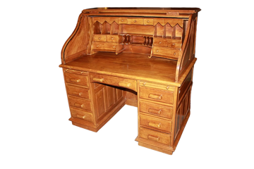 Scrivania a rullo americana in legno di noce di inizio 1900