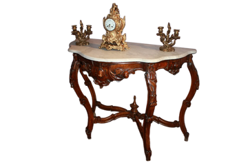 Console Génoise Italienne de style Louis Philippe en bois de noyer du XIXe siècle