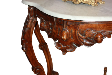 Consolle Genovese Italiana Stile Luigi Filippo in Legno di Noce del 1800
