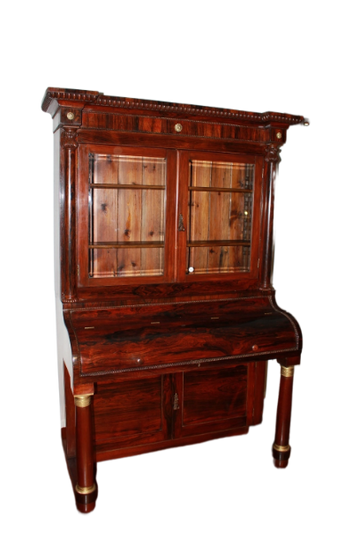 Bibliothèque Française avec Bureau, Style Empire, Bois de Palissandre, XIXe Siècle
