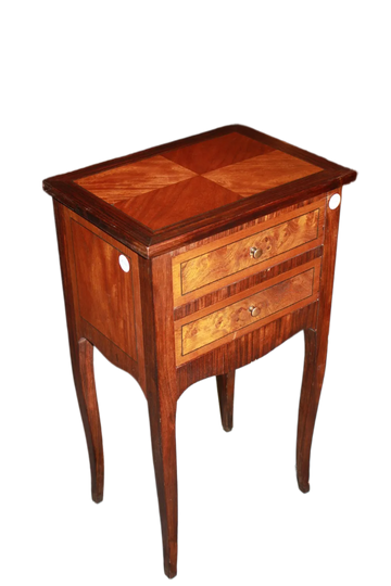 Comodino Francese di fine 1800 Stile Transizione in legno di Bois de Rose e Noce