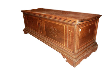 Large Inlaid Chest from Southern Italy, 18th Century Walnut