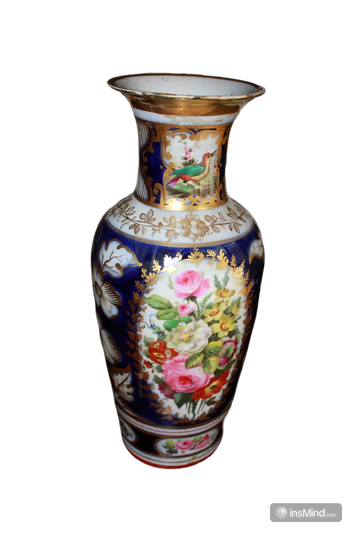 French Porcelain Vase from the 1800s with Floral Decoration