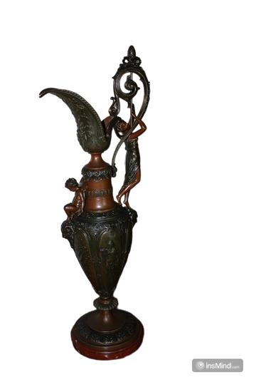 Vaso ad Anfora Francese in metallo del 1800 con Figure