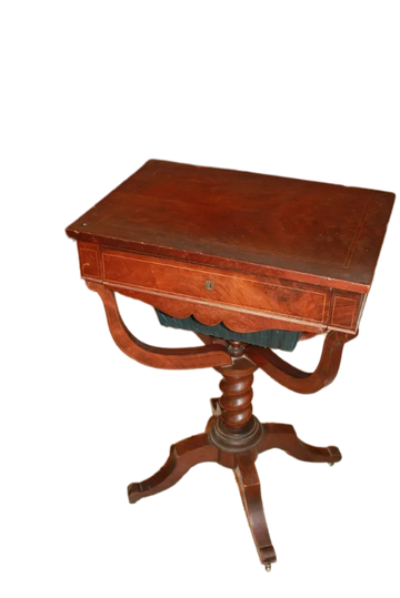 French Sewing Table in Charles X Style, Mahogany Wood