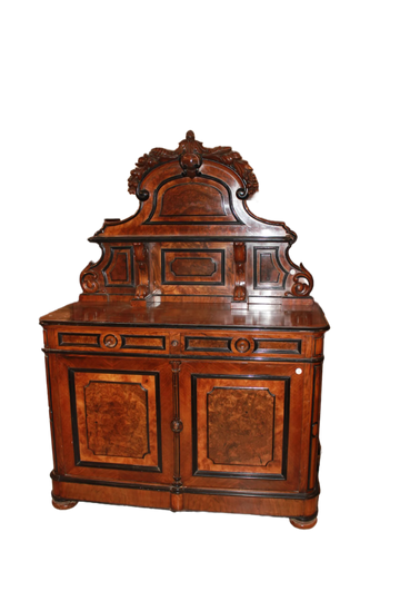 Louis Philippe Sideboard with Plate Rack in Walnut and Walnut Burl