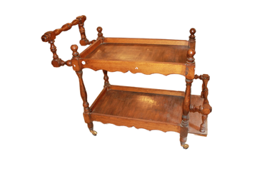 19th Century French Walnut Wood Serving Trolley