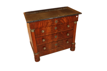Small French Empire Style Chest of Drawers in Mahogany and Flame Mahogany