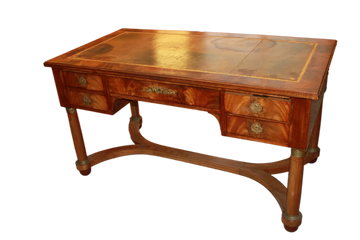 Bureau français en acajou flammé de style Empire du XIXe siècle