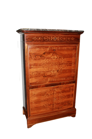 French Charles X style secretaire richly inlaid in rosewood, mid 19th century