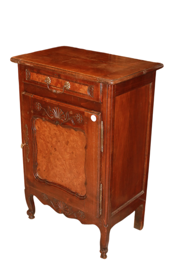 Piccola Credenza Provenzale in legno di noce e olmo ad 1 anta