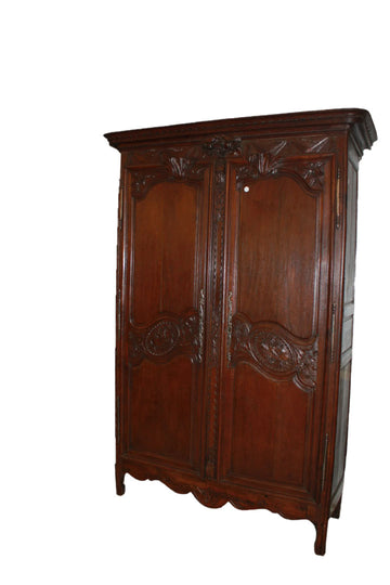 18th-Century French Provincial Normandy Wedding Wardrobe with Intricate Carvings