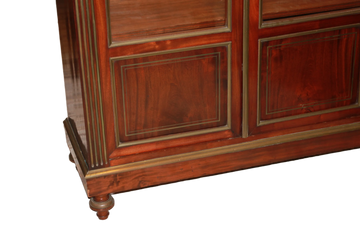 Vetrina Libreria 2 Porte Francese stile Luigi XVI in Legno di Mogano con Ottoni