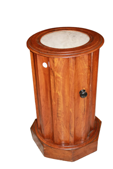 19th Century French Mahogany Column Nightstand with Marble Top