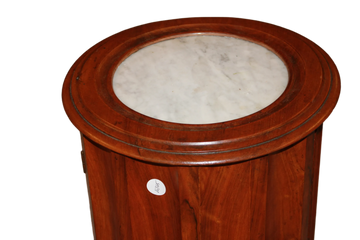 Mobiletto Comodino Colonna Francese del 1800 in mogano con marmo
