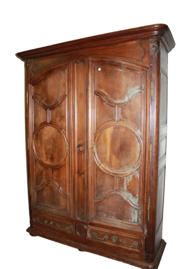 Large Provençal Walnut Wardrobe with Two Doors, Late 18th Century