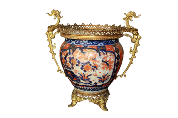Vaso Cachepot Giapponese del 1800 Imari decorato con bronzi