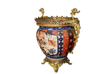 Vaso Cachepot Giapponese del 1800 Imari decorato con bronzi