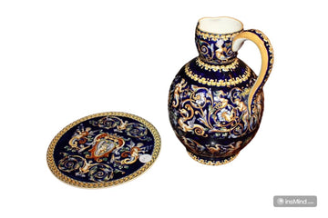 Jug with Plate in Majolica Ceramic