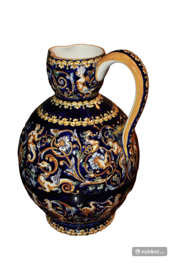 Brocca con piatto In Ceramica Maiolica