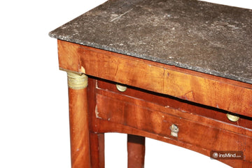 Mobiletto piccola consolle stile Impero in Legno di mogano e piuma di mogano