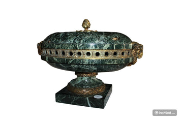 19th Century French Empire Style Centerpiece in Verde Alpi Marble