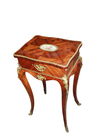 19th Century French Dressing Table in Louis XV Style with Sèvres Porcelain Medallion