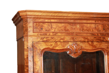 Armadio ad 1 porta con specchio Stile Luigi Filippo In Radica di Noce