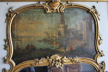 Caminiera francese Luigi XV – Seconda metà '700, specchiera dorata e olio su tela