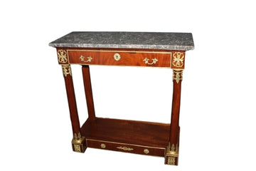 Magnifique Console Française Style Empire en Acajou avec Bronzes Dorés, Milieu du XIXe Siècle