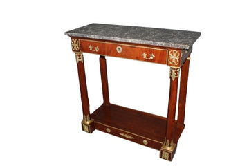 Bellissima Consolle Francese Stile Impero del 1800 in mogano con bronzi