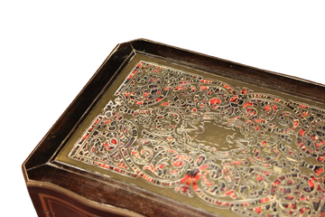 Scatola Boulle Francese in Ebano e Tartaruga con intarsio in Ottone 1800