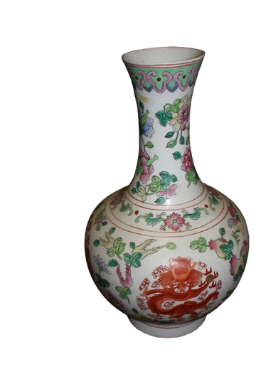 Chinesische Solifleur-Vase – Anfang 20. Jahrhundert, Porzellan mit Blumenmotiv