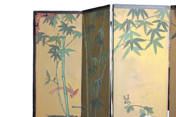 Separè paravento cinese del 1900 dipinto a motivo floreale