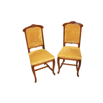 Ensemble de 6 chaises françaises en noyer – Fin XIXe / Début XXe siècle, style Art Nouveau