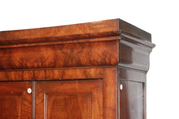 Armadio Luigi Filippo In Legno di Noce Fiammato del 1800