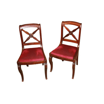 Pair of French Directory Style Chairs in Mahogany – 19th Century