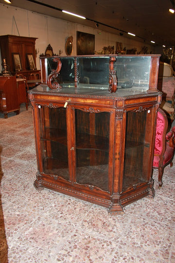 Credenza stile Carlo X di metà 1800 in legno di palissandro